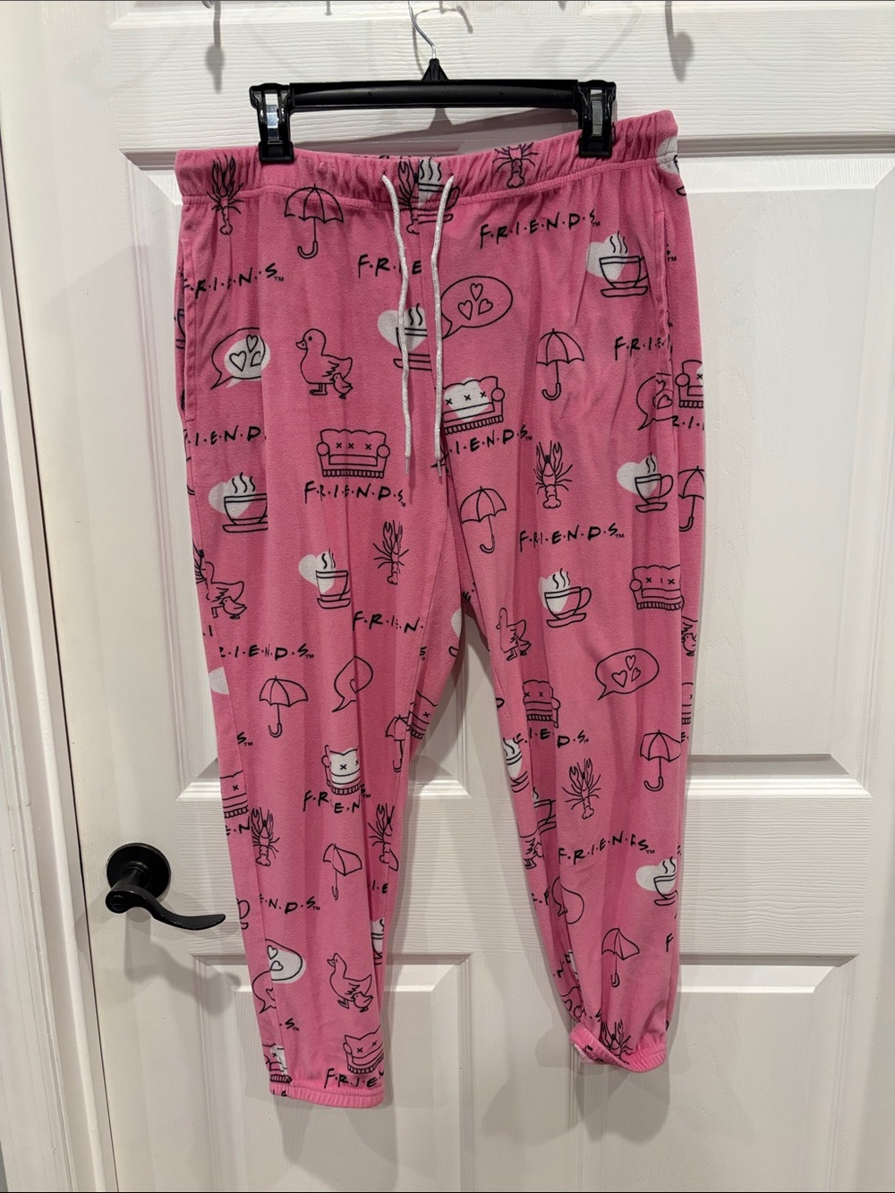 FRIENDS Pink Graphic Fleece Pajama Bottoms